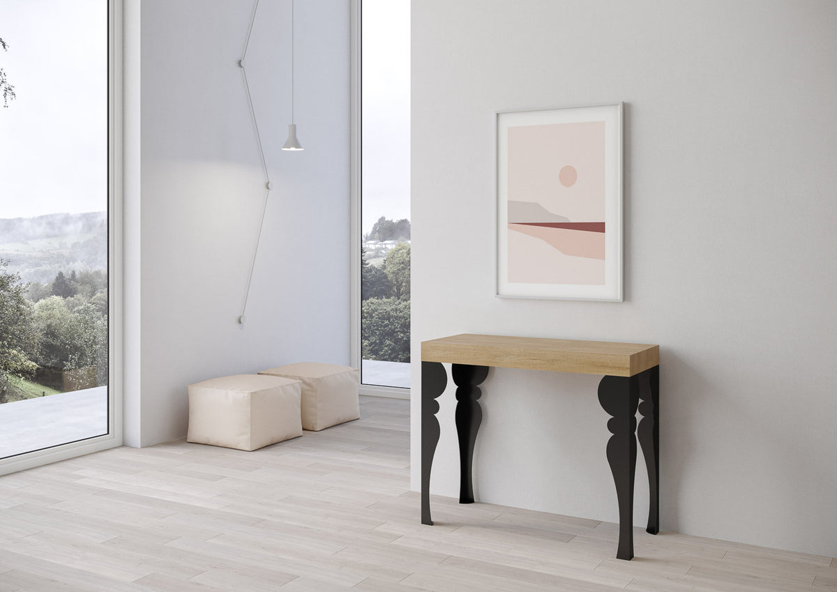 Consolle allungabile 90x40/196 cm Mira Small Quercia Natura telaio Antracite