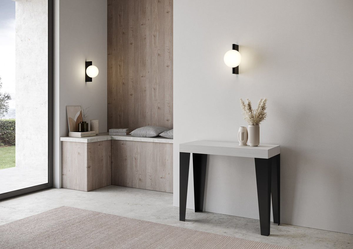 Consolle allungabile 90x40/196 cm Marcon Small Bianco Frassino telaio Antracite