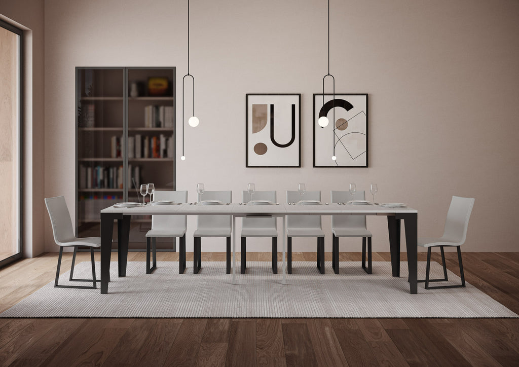 Consolle allungabile 90x40/300 cm Marcon Evolution Bianco Frassino telaio Antracite