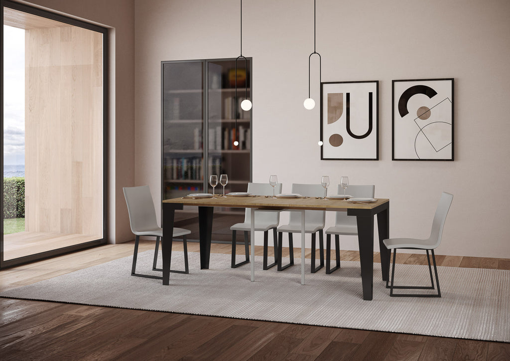 Consolle allungabile 90x40/196 cm Marcon Small Evolution Quercia Natura telaio Antracite