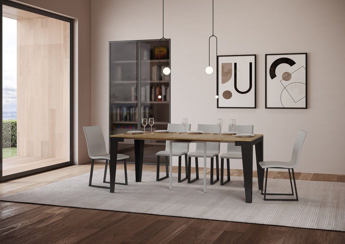 Consolle allungabile 90x40/196 cm Marcon Small Evolution Quercia Natura telaio Antracite