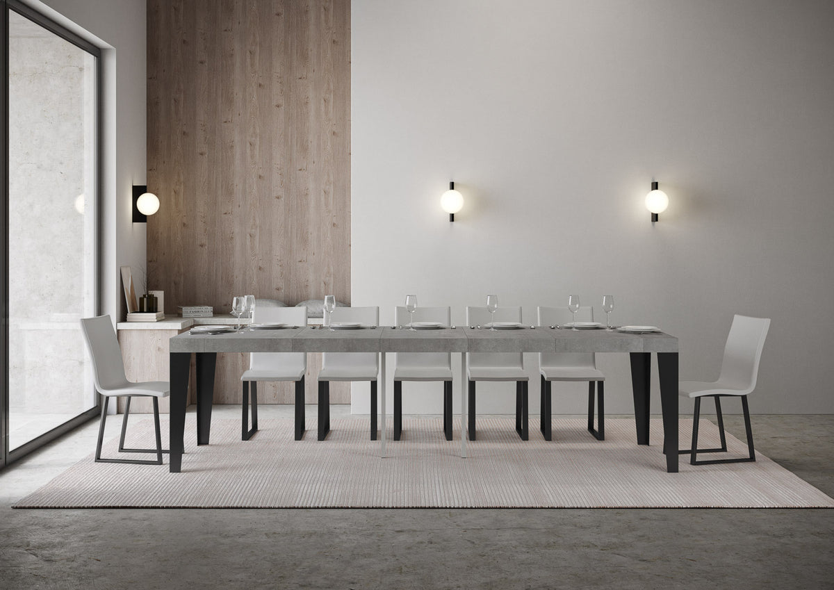 Consolle allungabile 90x40/196 cm Marcon Premium Cemento telaio Antracite