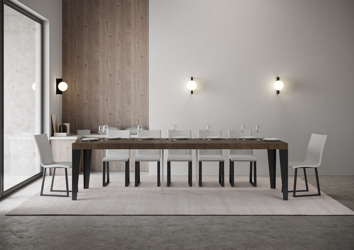 Consolle allungabile 90x40/196 cm Marcon Premium Noce telaio Antracite