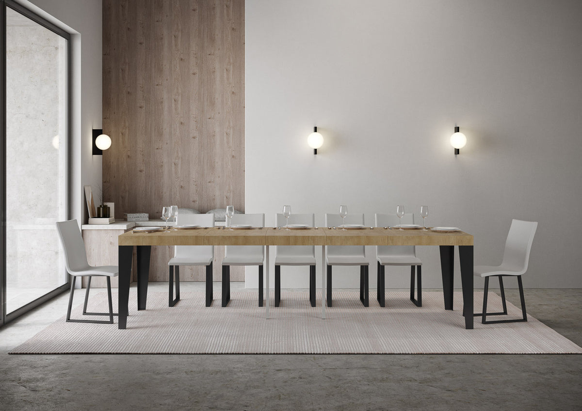 Consolle allungabile 90x40/196 cm Marcon Premium Quercia Natura telaio Antracite