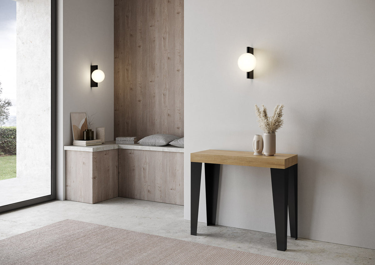 Consolle allungabile 90x40/196 cm Marcon Premium Quercia Natura telaio Antracite