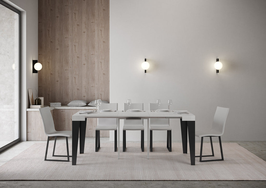 Consolle allungabile 90x40/196 cm Marcon Small Bianco Frassino telaio Antracite