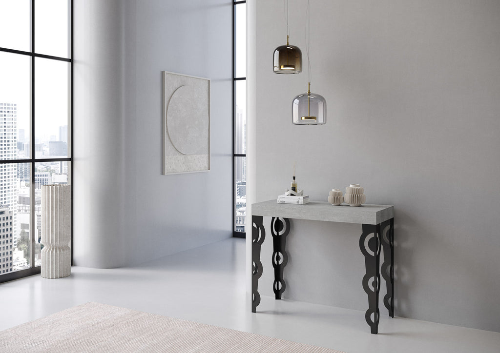 Consolle allungabile 90x40/196 cm Noale Small Cemento telaio Antracite