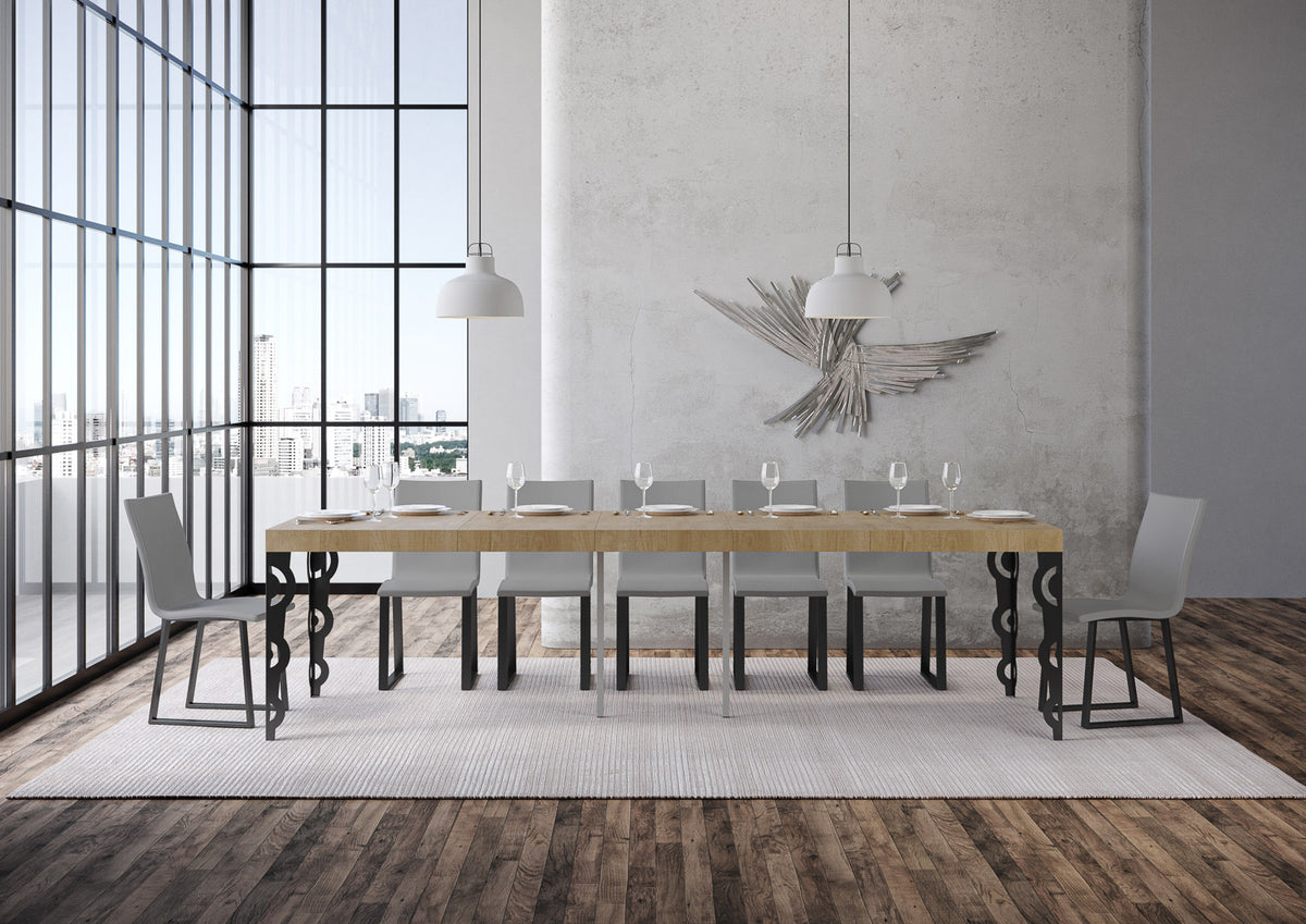 Consolle allungabile 90x40/300 cm Noale Premium Quercia Natura telaio Antracite