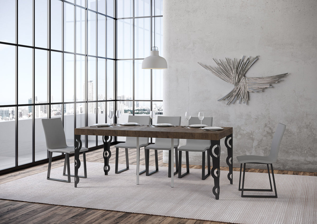Consolle allungabile 90x40/300 cm Noale Premium Noce telaio Antracite