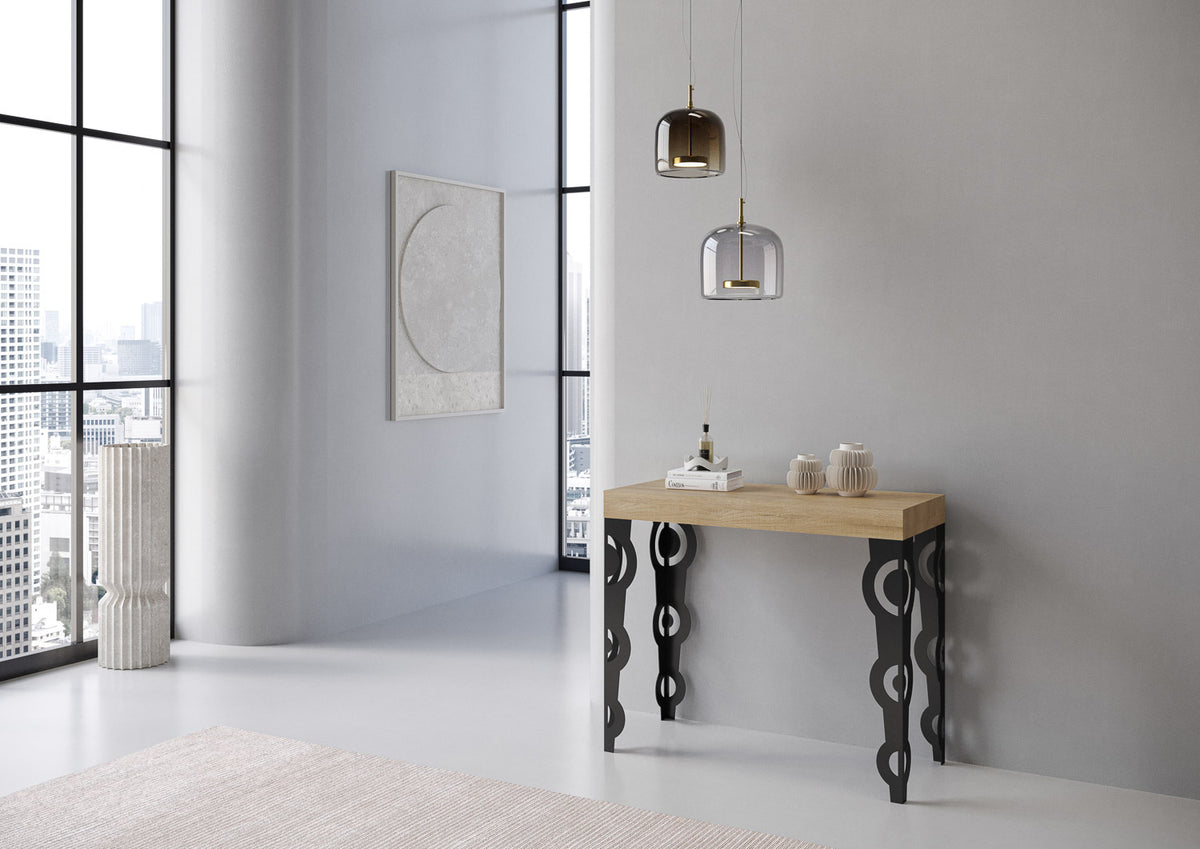 Consolle allungabile 90x40/196 cm Noale Small Premium Quercia Natura telaio Antracite