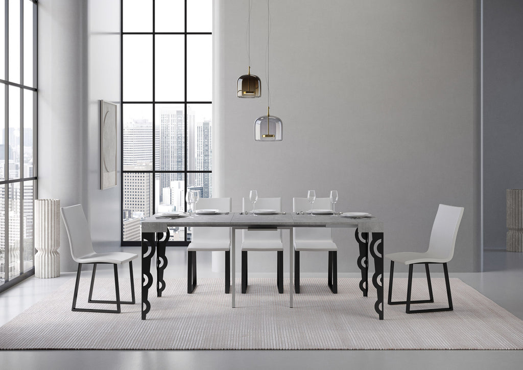 Consolle allungabile 90x40/196 cm Noale Small Cemento telaio Antracite
