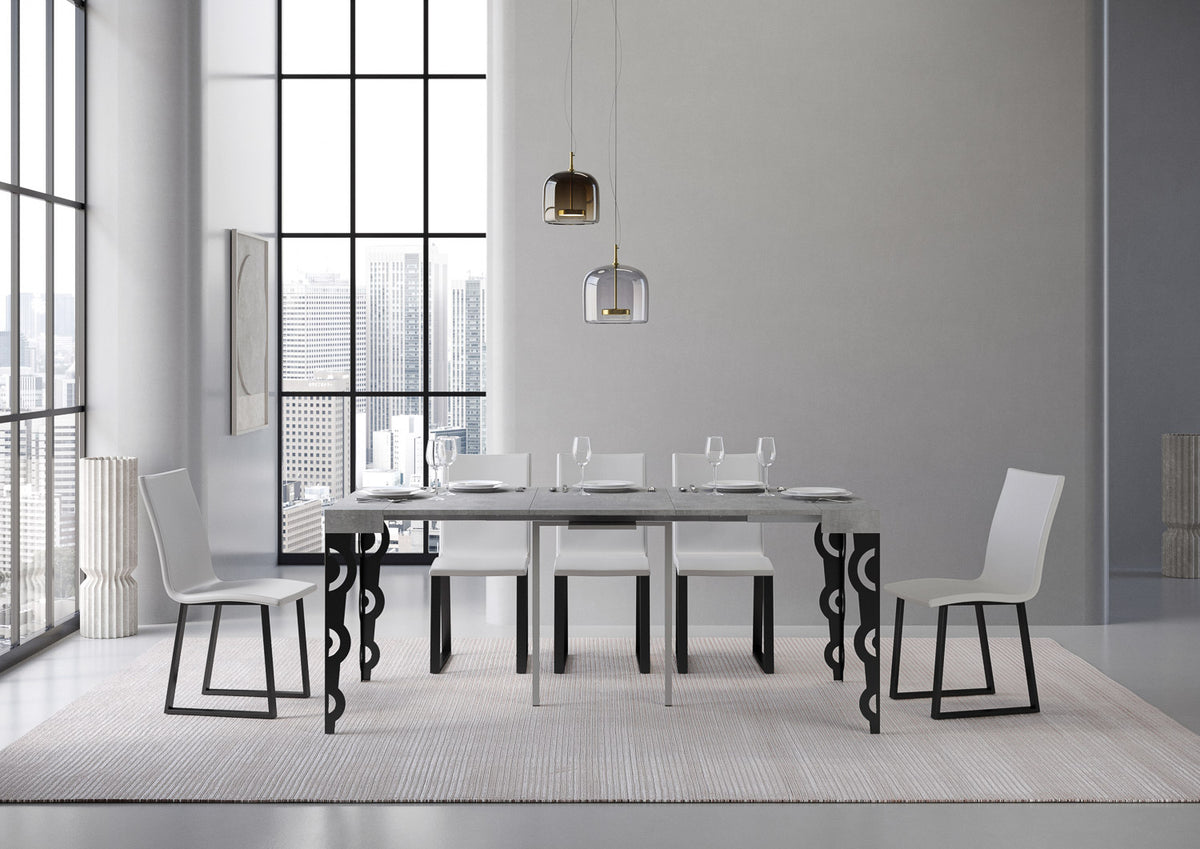 Consolle allungabile 90x40/196 cm Noale Small Cemento telaio Antracite