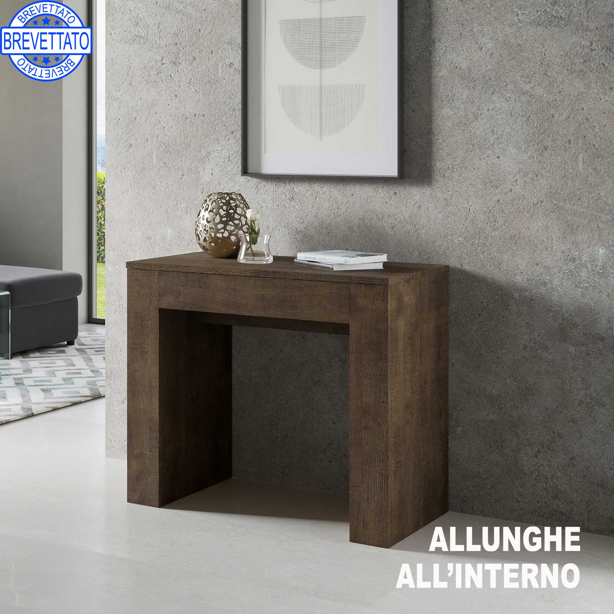 Consolle allungabile 90x49/307 cm Cadore Noce