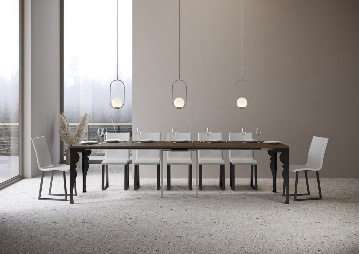 Consolle allungabile 90x40/300 cm Mira Evolution Noce telaio Antracite