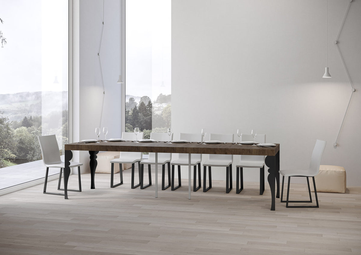 Consolle allungabile 90x40/300 cm Mira Premium Noce telaio Antracite