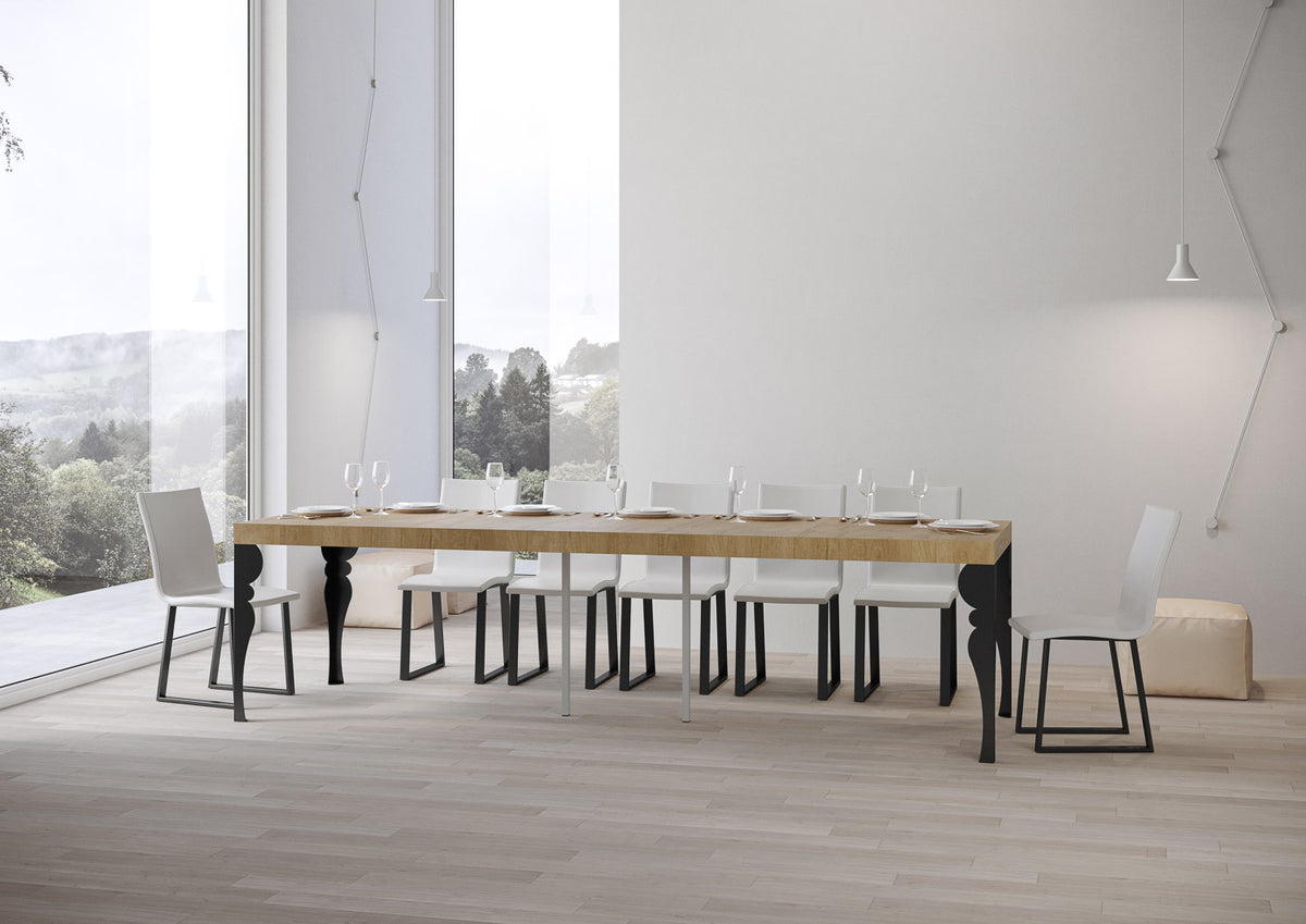 Consolle allungabile 90x40/300 cm Mira Premium Quercia Natura telaio Antracite