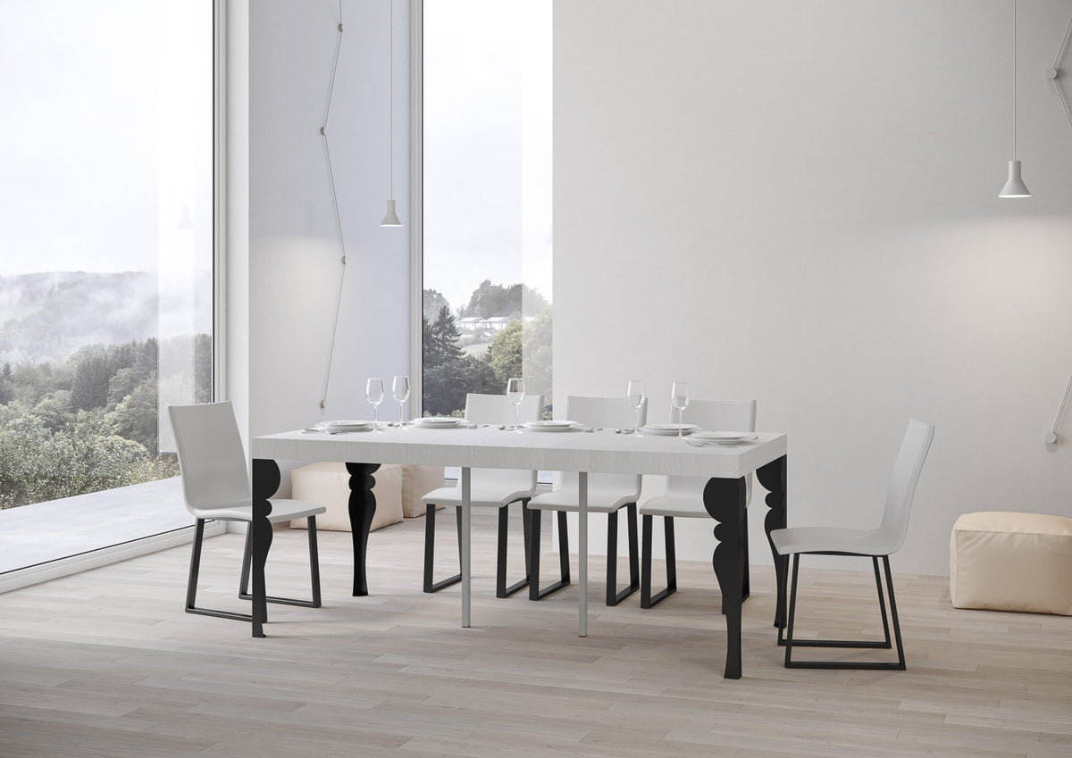 Consolle allungabile 90x40/300 cm Mira Premium Bianco Frassino telaio Antracite