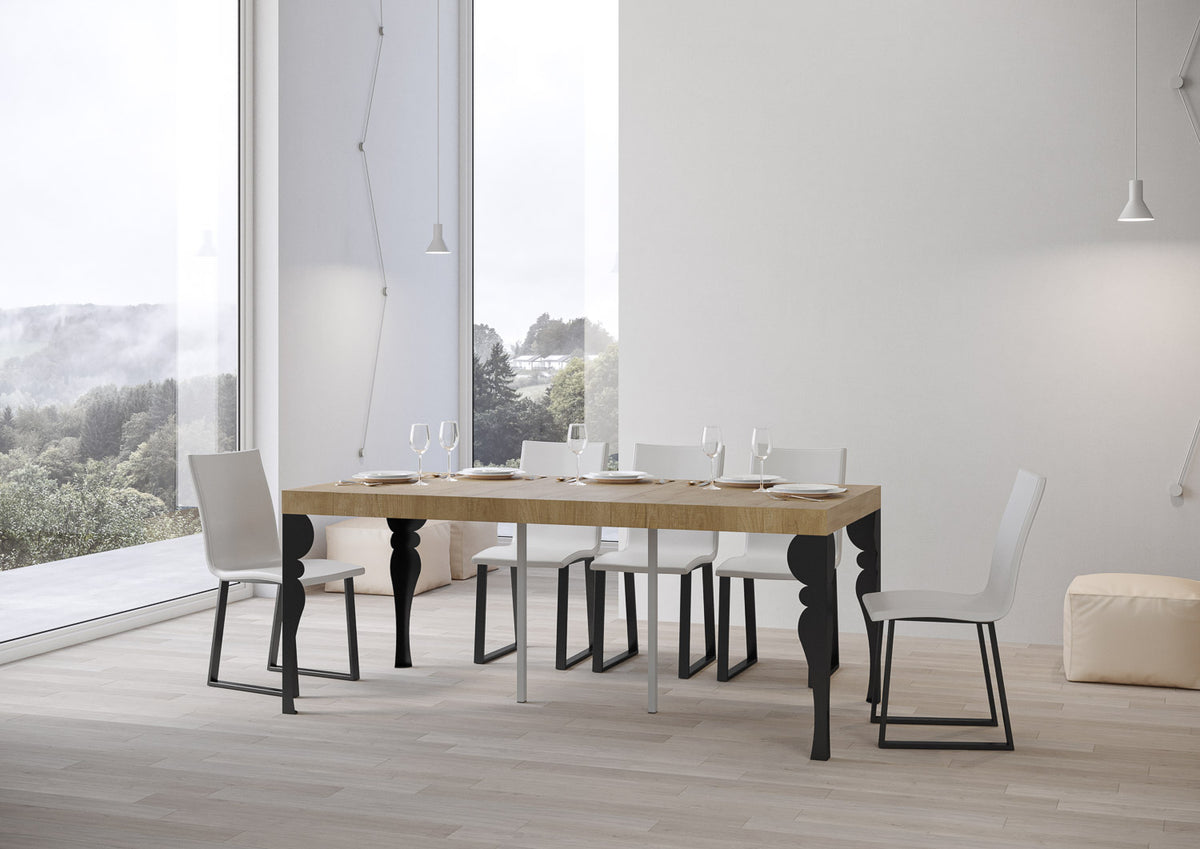Consolle allungabile 90x40/196 cm Mira Small Premium Quercia Natura telaio Antracite