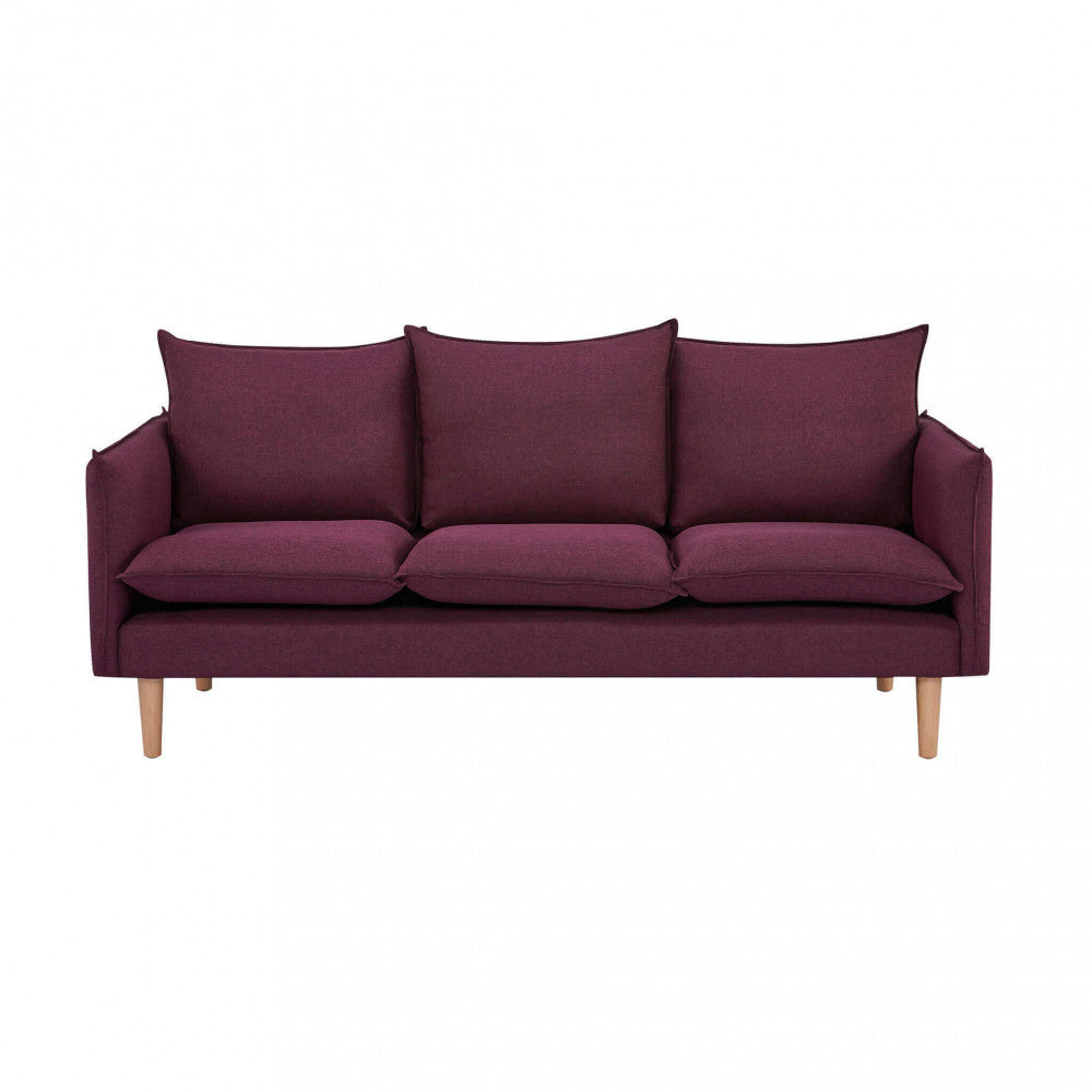 DIVANO 3 POSTI FLORIN. Divano BEIGE, BLU, GRIGIO SCURO, VIOLA o CIANO con gambe in legno Dimensioni: cm 188 x 84 x 51 h.