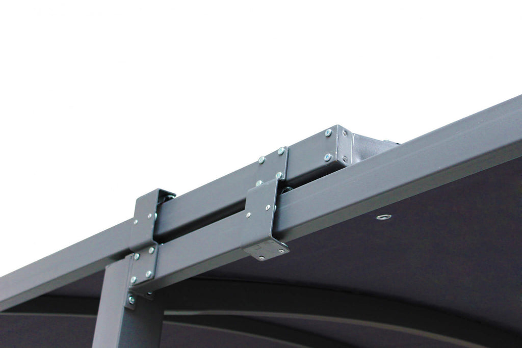 EXTENDABLE GAZEBO TUCSON 3 X 3 / 6. 300 g GREY polyester fabric, ANTRACITE metal frame, 80 x 80 mm legs. Dimensions: 3/6 x 3 m. Garden furniture.