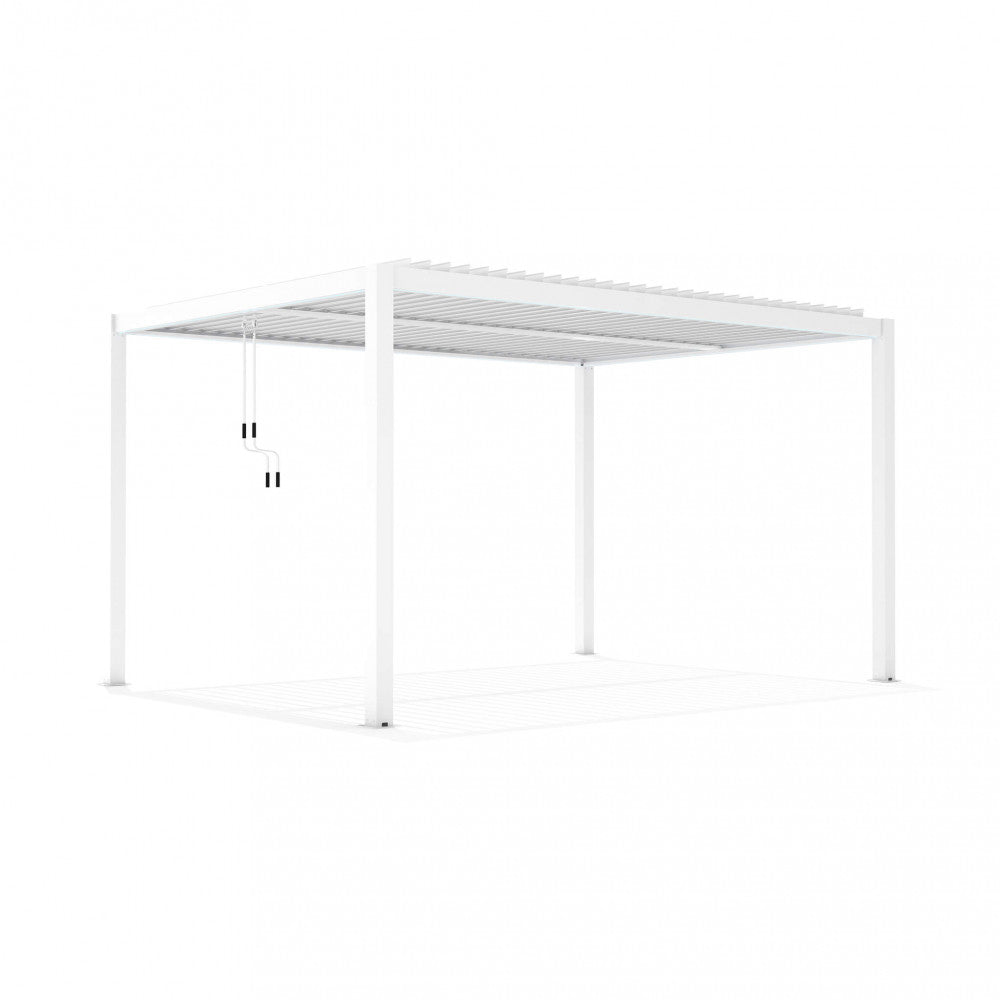 PERGOLA BIOCLIMATICA 3 X 4. Struttura in alluminio bianco o grigio scuro o marrone effetto legno frangisole orientabili a movimentazione manuale copertura a lamelle resistente a tutte le intemperie Dimensioni: m 3 x 4 x 2,5 h. Arredo Giardino