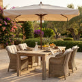 OMBRELLONE VENERE DE LUXE P/C 3 X 4. Telo in poliestere BEIGE 270 gr palo in legno ò 48 mm x 260 cm 8 stecche 20 x 35 mm intercambiabili Dimensioni: m 3 x 4. Arredo Giardino