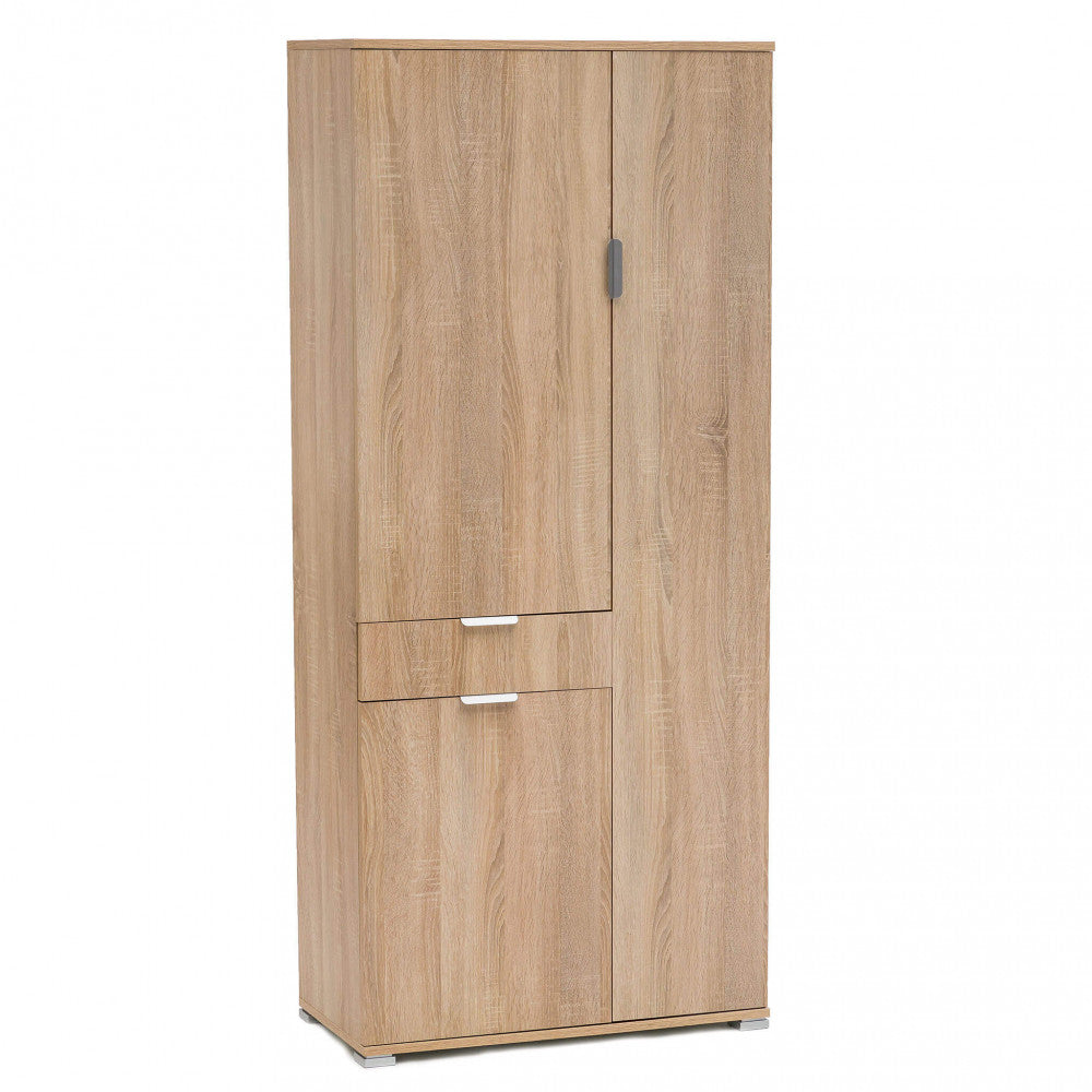ECO WARDROBE WITH 3 DOORS AND 1 NATURAL DRAWER. Dimensions: 75 x 38 x 174 cm h.