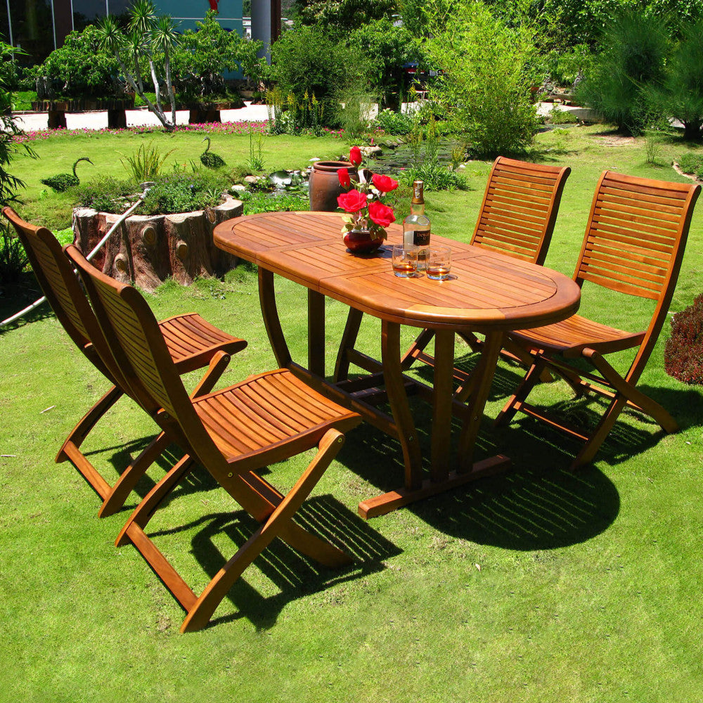 TAVOLO Oregon OVALE 120/160 X 70 DOUBLE. Legno di Acacia massiccio spessore 44 mm doppio bordo Dimensioni: cm 120/160 x 70 x 74 h. Arredo Giardino