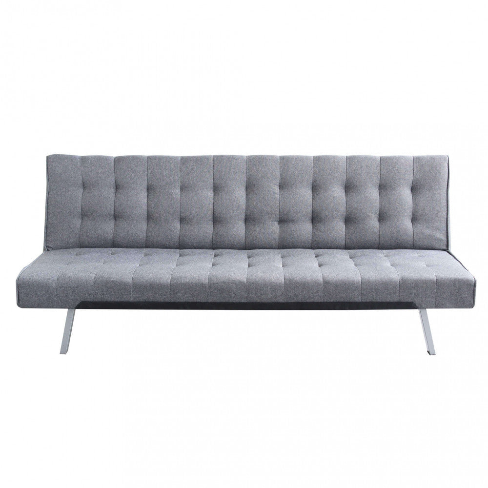 DIVANO LETTO BARRY. Divano Letto GRIGIO SCURO MELANGE struttura in metallo e legno Dimensioni: D.178x80x72/DL.178x92x35.