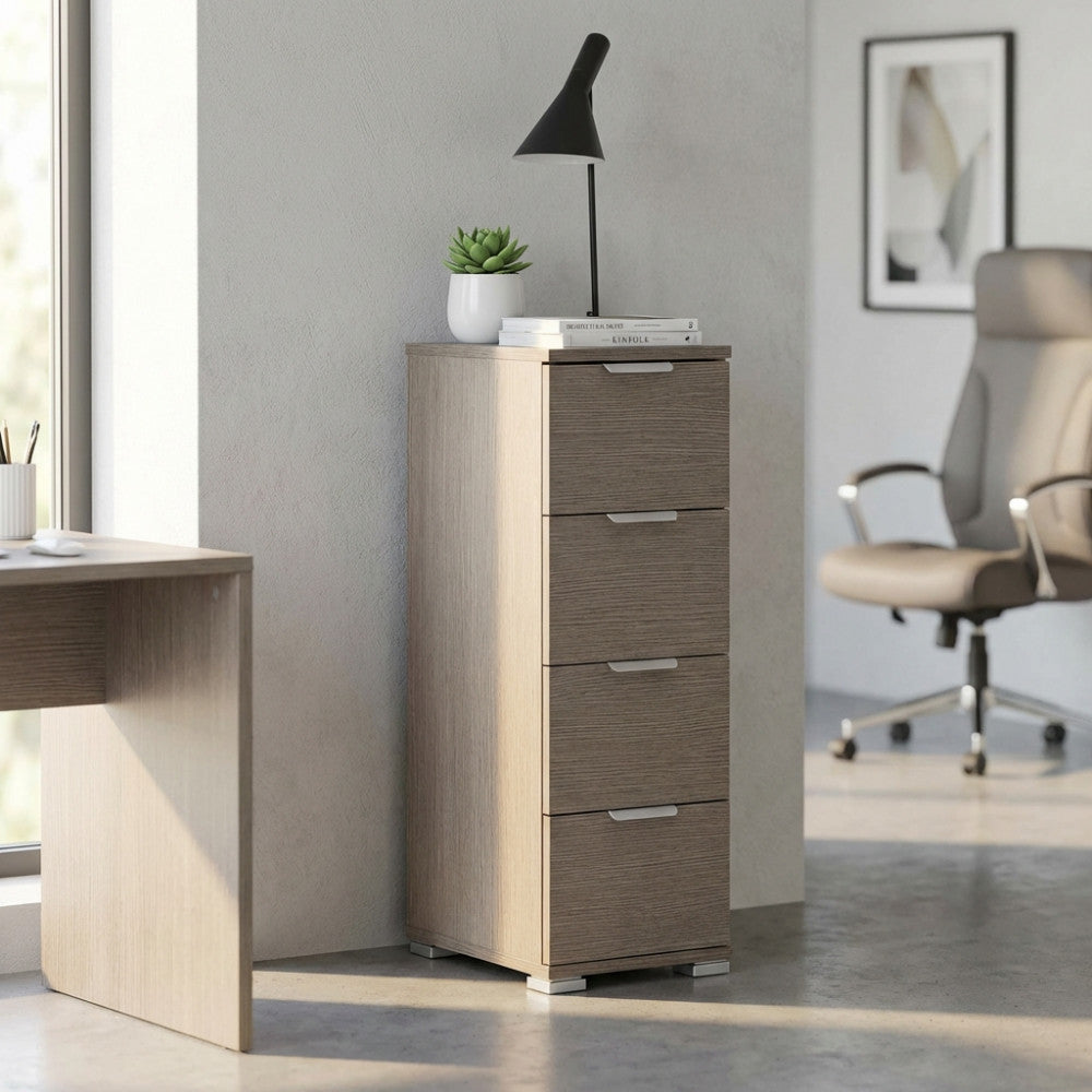 CASSETTIERA PAROS 4 CASSETTI ROVERE GRIGIO. Dimensioni: cm 27 x 38 x 85 h.