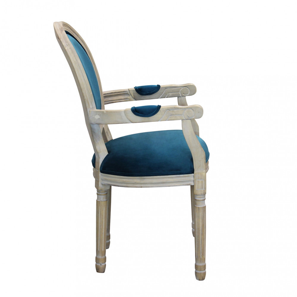 CONSTANCE CHAIR IN BLUE VELVET. Dimensions: 55 x 46 x 96 h cm.