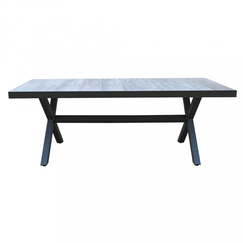 TAVOLO MACKAY 200 X 100. Struttura in allumino ANTRACITE o BIANCA piano del tavolo in ceramica effetto legno Dimensioni: cm 200 x 100 x 75 h. Arredo Giardino