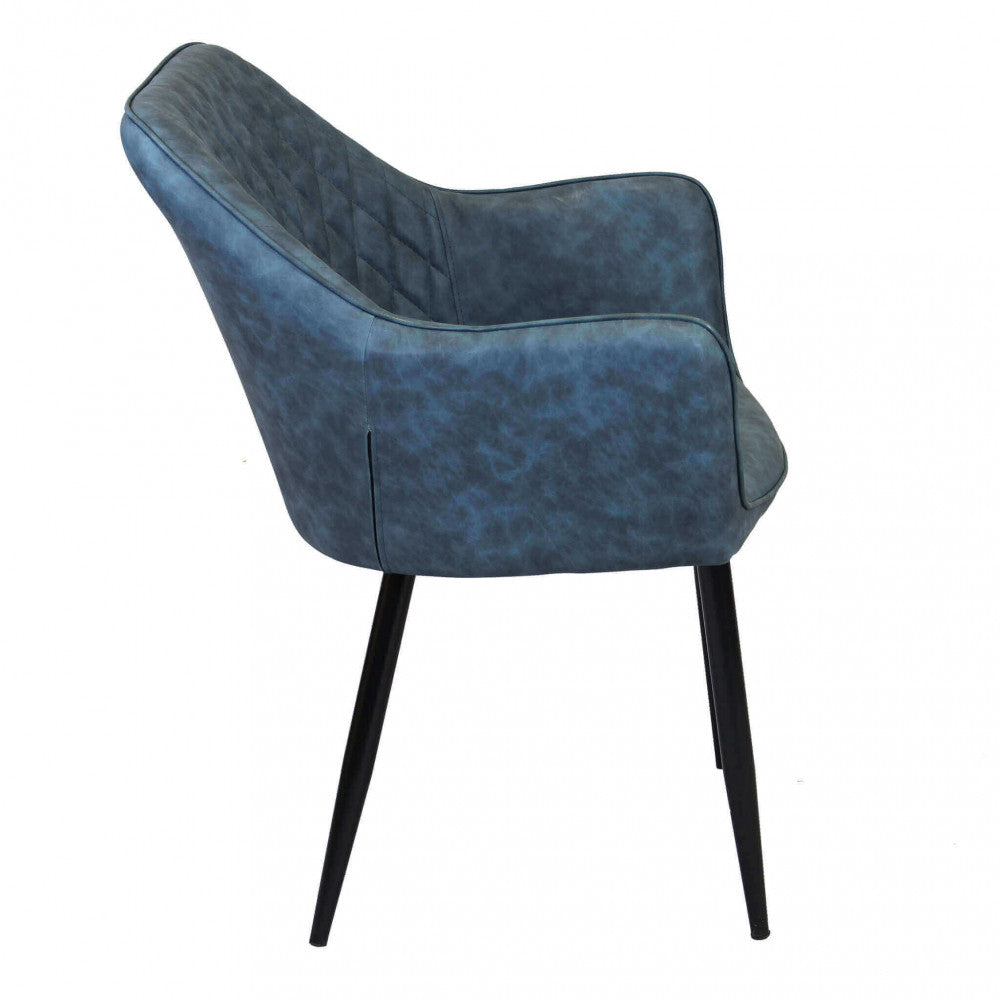 SINDY CHAIR IN FAUX LEATHER. Metal frame, faux leather seat and back. Dimensions: 56 x 60 x 87 cm h.