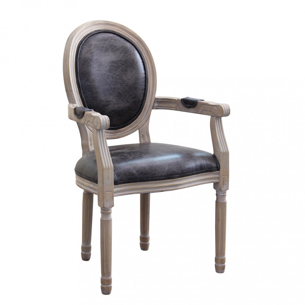 SEDIA CONSTANCE IN ECOPELLE NERA. Dimensioni: cm 55 x 46 x 96 h.