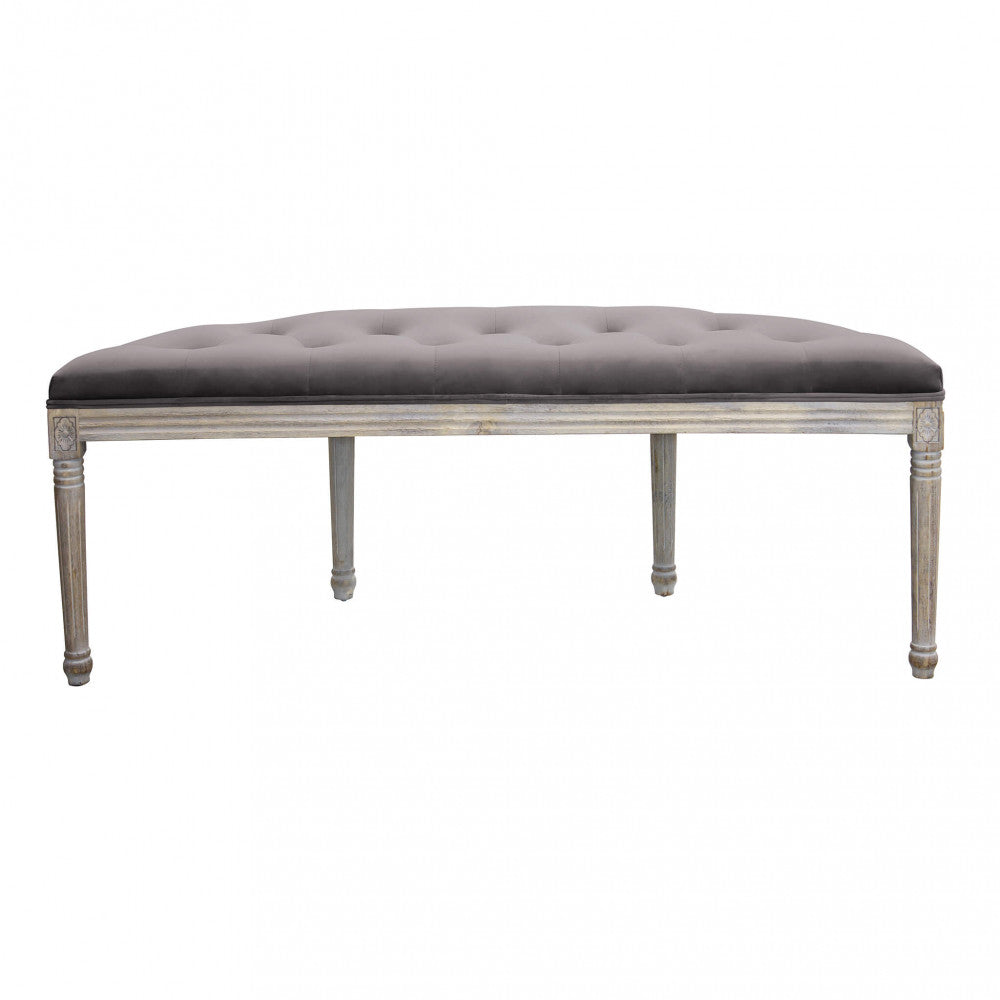 MARGI BENCH IN TAUPE VELVET. Dimensions: 125 x 45 x 48 cm h.