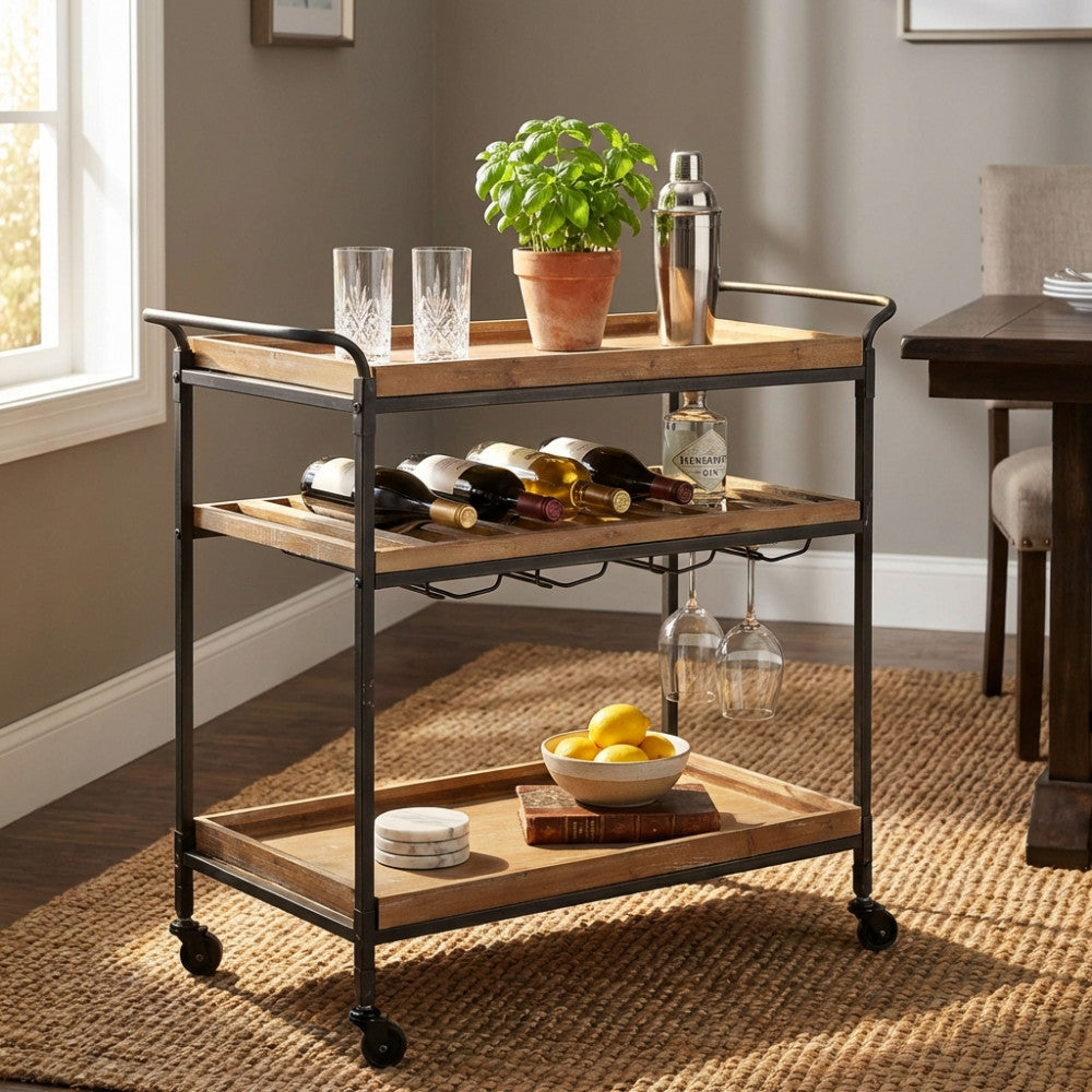 MOBILE CAMRON. Mobile in ferro e legno con 3 ripiani Dimensioni: cm 87,3 x 42,5 x 77 h.