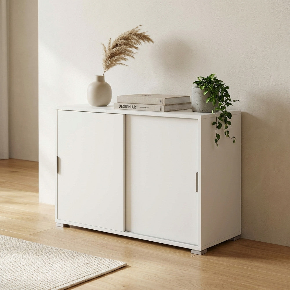 MOBILETTO TANGO 2 ANTE SCORREVOLI BIANCA. Dimensioni: cm 75 x 38 x 85 h.