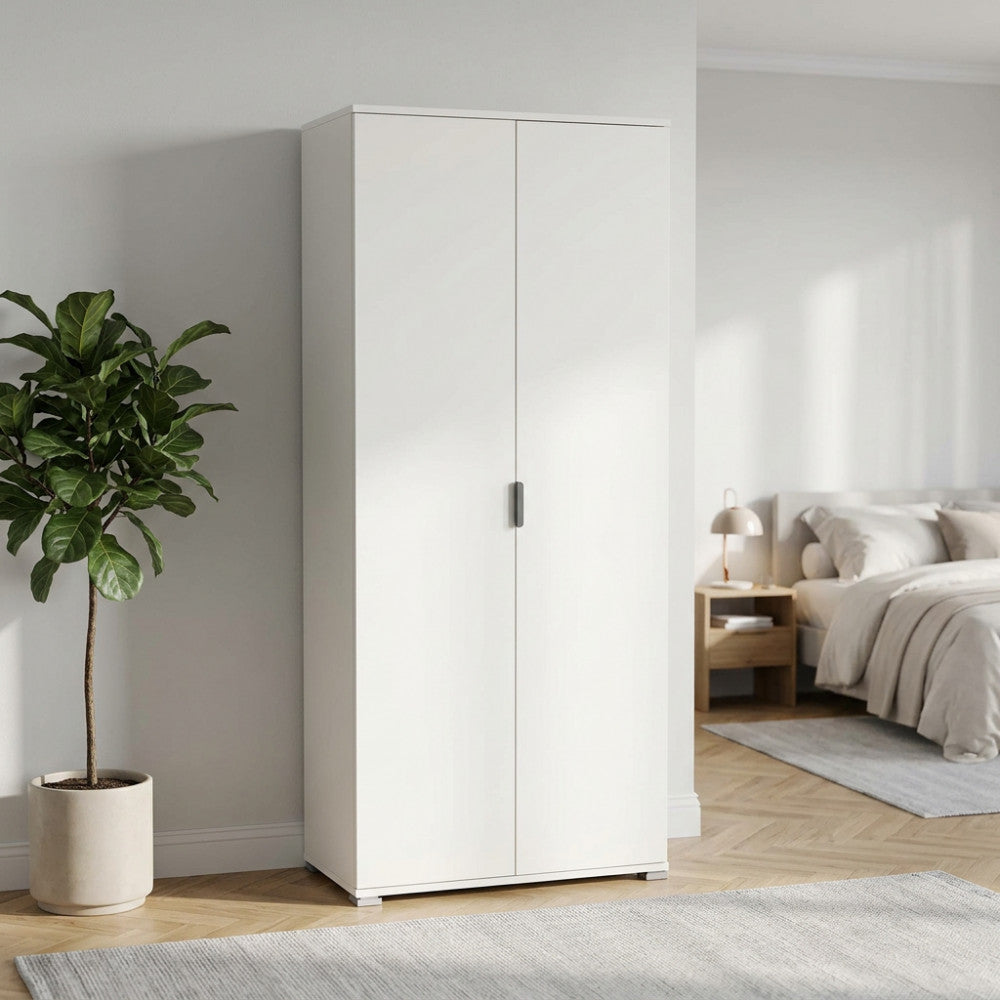 ARMADIO LEWIS 2 ANTE 180 BIANCO. Dimensioni: cm 75 x 38 x 174 h.