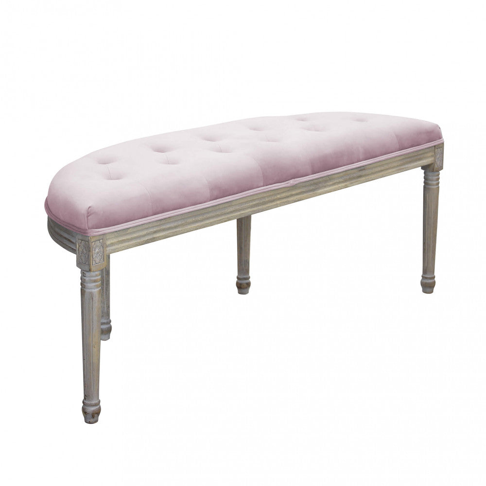 PANCA MARGI IN VELLUTO ROSA. Dimensioni: cm 125 x 45 x 48 h.