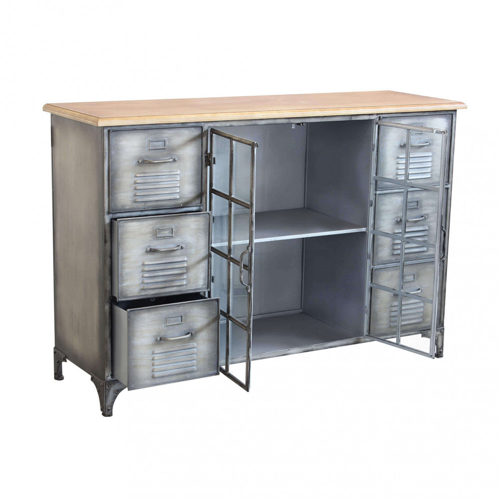 MOBILE IN FERRO ERNEST. Mobile con 2 ante e 6 cassetti Dimensioni: cm 124,5 x 40,5 x 83 h.
