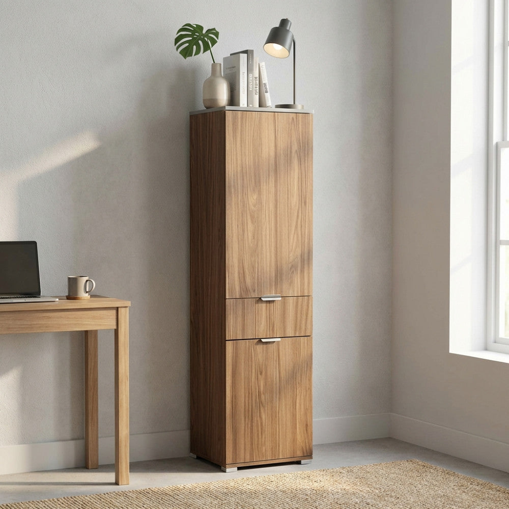 LIRIO WARDROBE WITH 2 DOORS AND 1 DRAWER, WALNUT COLOR. Dimensions: 45 x 38 x 174 cm h.