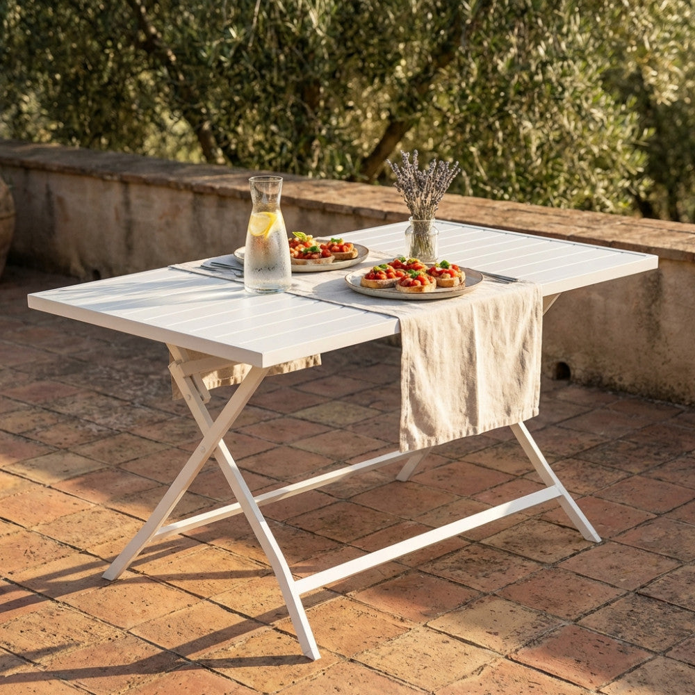 TAVOLO ALABAMA 70 X 130 PIEGHEVOLE. Struttura in alluminio BIANCO, TAUPE o ANTRACITE Dimensioni: cm 130 x 77 x 73 h. Arredo Giardino