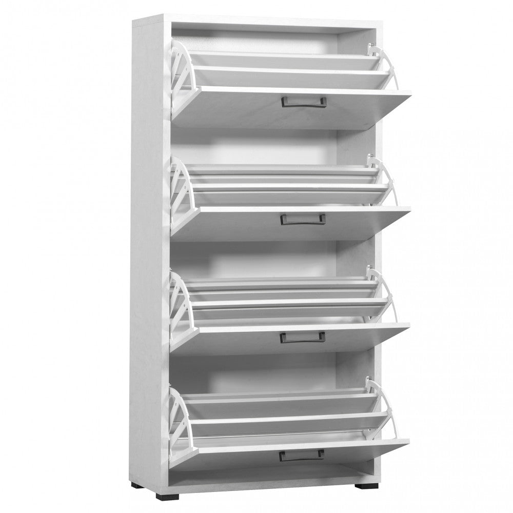 SCARPIERA DEMI 4 ANTE A RIBALTA BIANCO CEMENTO. Dimensioni: cm 75,3 x 33 x 151,8 h.