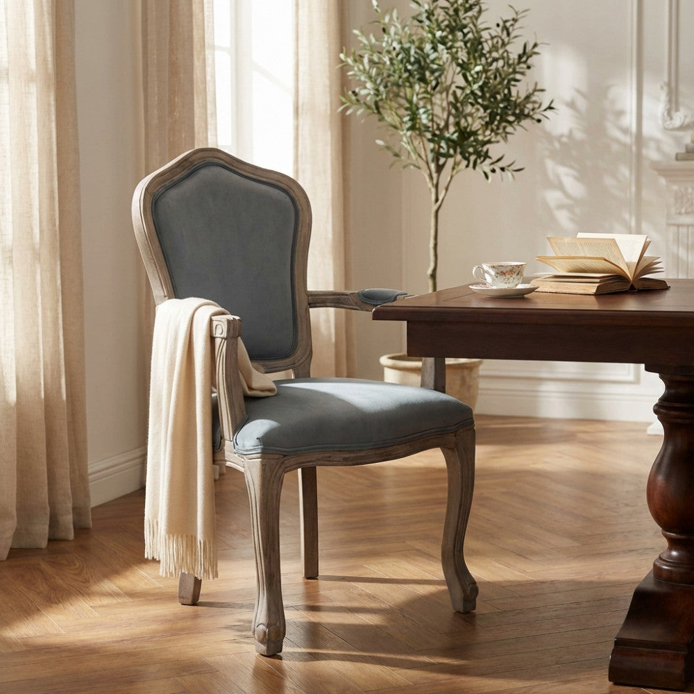 CHARLENE CHAIR IN GREY VELVET. Dimensions: 55 x 51 x 100 cm h.