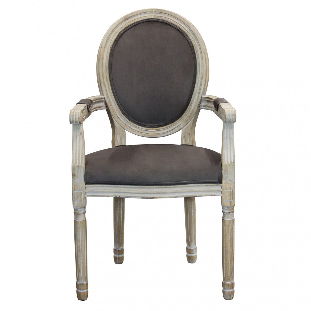 CONSTANCE CHAIR IN TAUPE VELVET. Dimensions: 55 x 46 x 96 cm h.