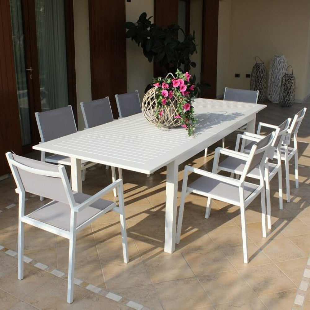 TAVOLO CUBA ALLUNGABILE 220/280 X 100. Struttura in alluminio verniciato BIANCO o TAUPE o TORTORA o ANTRACITE Dimensioni: cm 220/280 x 100 x 75 h. Arredo Giardino