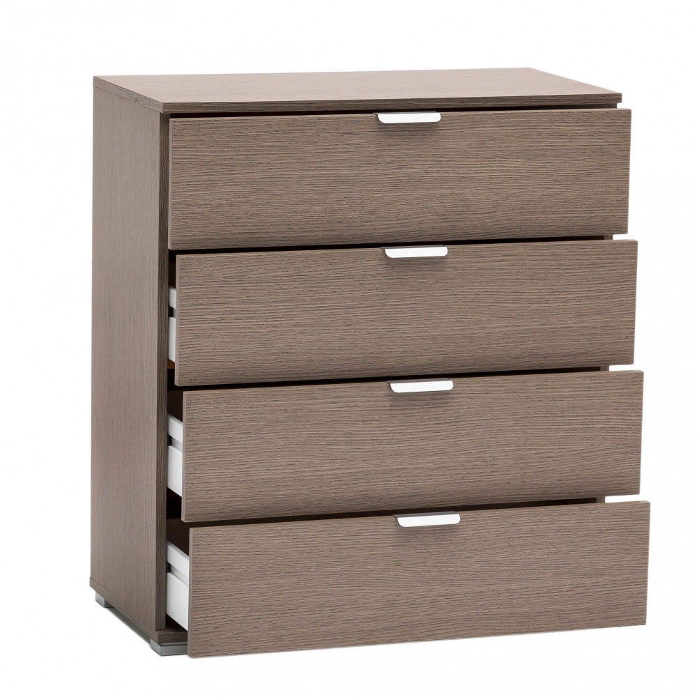 YUKON 4-DRAWER CABINET IN GREY OAK. Dimensions: 75 x 38 x 85 cm.