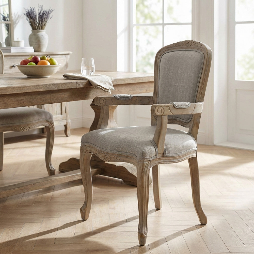 ROMY CHAIR IN GREY FABRIC. Dimensions: 57 x 57 x 90 cm h.