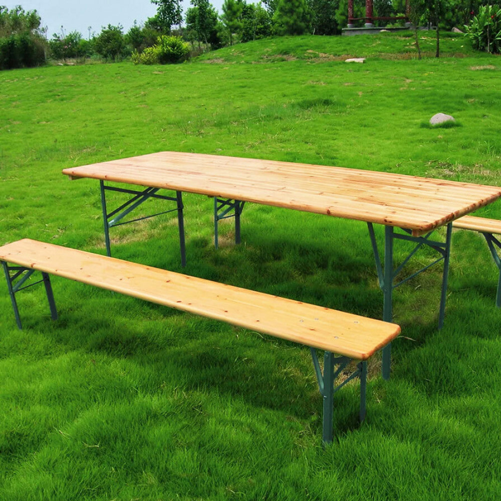SET BIRRERIA 220 X 70. Legno di abete 28 mm doppia verniciatura panche con due piedi Dimensioni: T.220x70x75/P.220x25x45. Arredo Giardino