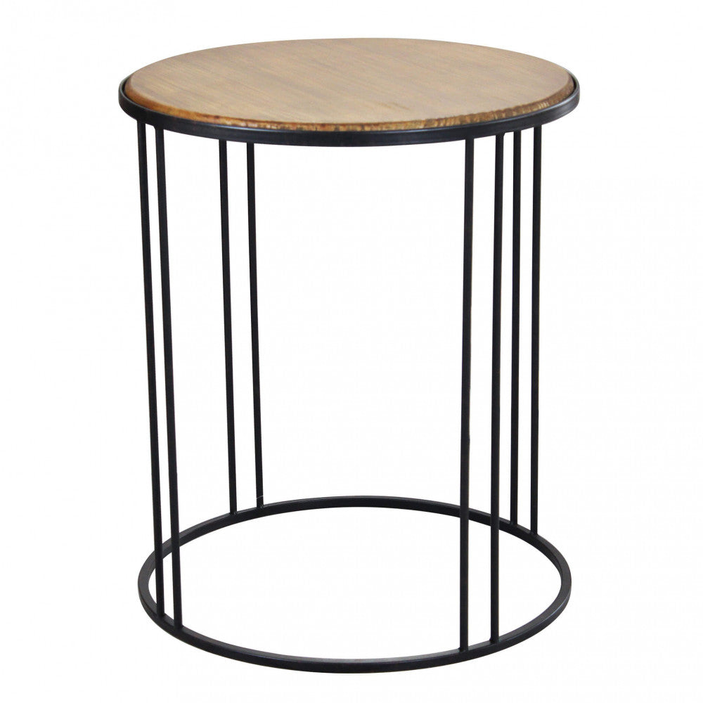 TAVOLINO ARKELL. Tavolino in ferro e legno Dimensioni: cm 56 x 56 x 66,5 h.